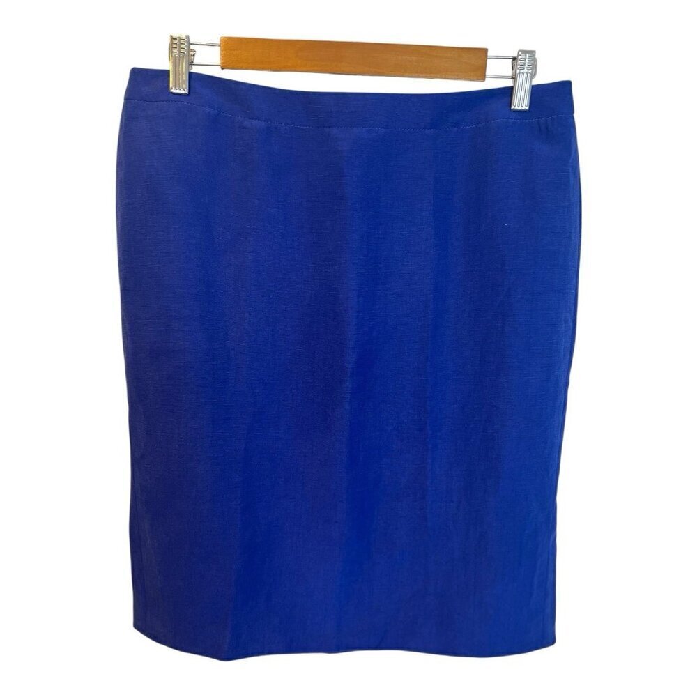Armani Collezioni Blue Pencil Skirt US Size 8 (44 EUR) Zipper Closure Pleating